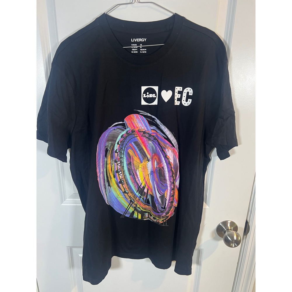 Livergy‎ Mens T-Shirt Lidl Ferris Wheel Graphic Black XL